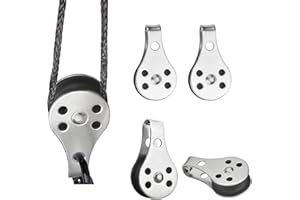 LWTSRP 4 Pezzi Puleggia Rullo di Carico Argento, Puleggia Acciaio Inox, Blocco Carrucole Puleggia, Carrucola Palestra Singola, Puleggia Monoblocco, per Grandi Kayak, Canoe, Fabbriche, Edifici, Ecc