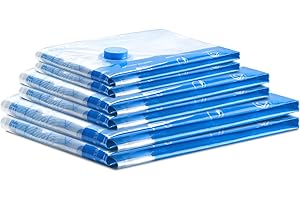 MONVANE Vacuum Storage Bag Set, 6 Pack Double Zip Seal Space Saver Bag, Vacuum Sealer Bags for Travel and Outdoor Storage