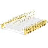 amber home pack of 10 36 cm white wooden hangers robust and shiny trouser hangers for trousers shorts skirt socks underwear with non-slip clips and rotating hooks gold 10