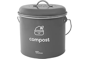 Joeji's Kitchen Poubelle Compost Cuisine 3.5L, composteur Cuisine avec filtres à Charbon, métal et sans Plastique, élégante Poubelle de Appartement, Seau à Compost sans odeurs