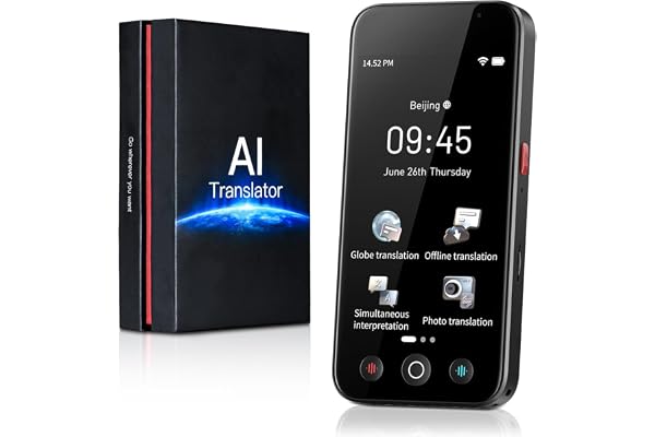 kentfaith AI Traducteur Vocal Instantané 144 Langues en Ligne 19 Hors Ligne, 0,2s Traduction 98% Précision, Écran Tactile 5" Caméra 8MP, Photo/Texte/Voix Traduction pour Voyage, Études, Affaires -8G