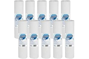 AQUAFILTER 10 x Melt-Blown 5 Micron Polypropylene 10” x 2.5" Filter Cartridge for Sediment Absorption of Sand, Silt, Rust and Suspended Particles from Potable Cold Water