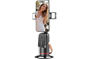 Faltbarer AI Gimbal, Bwaliffury Auto Face Tracking Stativ, Automatisches 360° Rotation Smart Telefonhalter, tragb. Vlog/Travel Stabilizer, 2 Spotlight, für Videoaufnahme, Live Streaming, Vlog, Schwarz