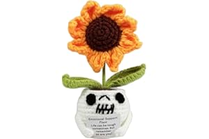 DORALER Boo Basket Stuffers for Women Him, Sunflower Gift for Women, Handmade Crochet Sunflower Ghost Gifts, Basket Present Stuff for Husband Wife Anniversary Birthday Gifts Idea