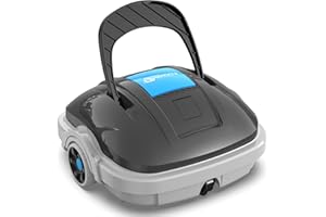 WINNY POOL CLEANER Robot Limpiafondos Piscina Electrico sin Cable para Aspirador de hasta 80m², Robot Limpiafondos Piscina con Motores de Doble Tracción, 100 Mins Estacionamiento Automático Gris