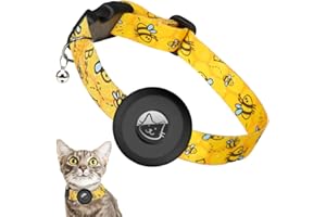 PKQTOP Airtag obroża dla kotów, regulowana, z nadrukiem, Airtag z dzwonkiem, silikonowe etui ochronne, kompatybilna z Apple Airtag, Breakaway obroża dla kotków