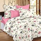 Ahmedabad Cotton Comfort 160 TC Cotton Double Bedsheet with 2 Pillow Covers - Cream, Pink and Green