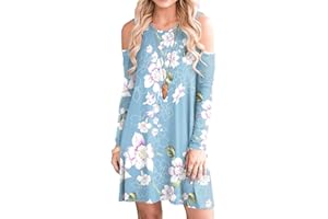 PCEAIIH Abito Estivo da Donna, Abiti di Media Lunghezza a Maniche Corte con Spalle Scoperte, Elegante Gonna a Trapezio da Donna con Tasca