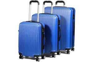 SA Products 3pc Hard Shell Suitcase Set - Lightweight Large Suitcase Set - ABS 3 Piece Luggage Set Includes Cabin & Hold Luggage - Premium Luggage Sets - 4 Wheel Suitcase Sets for Men Women - Blue