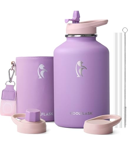 Coolflask Isolierte Edelstahl-Wasserflasche 1893 Ml – Mit Griff & Strohhalm, Hält 48h Kalt