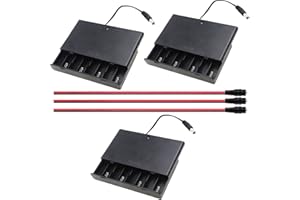 RUNCCI-YUN 3 Piezas 12V 8xAA Soporte de Batería Caja de Almacenamiento de Batería de Plástico con Tapa de Caja Interruptor de Encendido/Apagado con Enchufe de DC de 5,5 mm x 2,1 mm