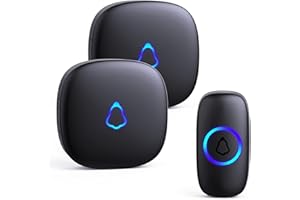 SECRUI Wireless Doorbell, 2 Plug in Door Bells 1 Push Button Electric Cordless Chime IP55 Waterproof Battery Operated, 1000ft Long Range with 58 Melodie 5 Volume Easy Install for Home, Flat, Classroom