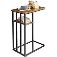 IBUYKE C Shaped End Table, Side Table for Sofa and Bed, Beside Desk for Living Room, Rustic Brown TMJ406H
