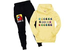 Baonmy Among Us Juego Sudadera con Capucha para niños con Dibujos Animados Pijamas para niños, Sudadera de Manga Larga y Pantalones