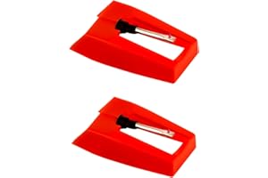SAVITA 2pcs Record Player Needle Replacement, Red Record Player Stylus for LP Victrola ION Crosley