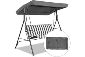 FYBlossom Hollywoodschaukel, Gartenschaukel Universal Hollywoodschauke Ersatzdach Universal Ersatz-Bezug Sonnendach Dachplane Sonnendach für Hollywoodschaukel PE-Gewebe (Schwarz)