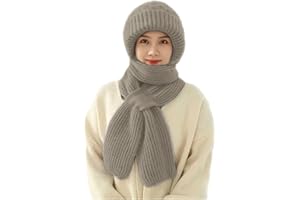 Hoomall Echarpe Coupe-Vent avec Protection auditive intégrée Chapeaux écharpe Chaude à Capuche 2 en 1 en Velours Bonnet Tricoté Epais d'hiver
