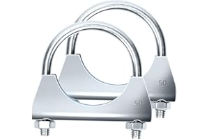 Glarks 2 abrazaderas de silenciador universales de 50 mm (2 pulgadas) para tubo de escape, codo y junta de tubo (2 pulgadas)