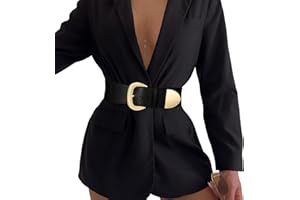 WHIPPY Women Wide Elastic Waist Belt for Dresses Fashion Ladies Stretchy Waistband Thick Leather Waist Belt Gold Buckle