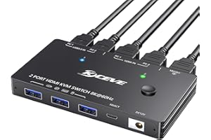 YOUTINGHDAV KVM Switch 2 PC 1 Monitor HDMI, USB 3.0 KVM Switch HDMI 2 Porte 8K@60Hz 4K 120Hz HDCP 2.3, HDMI 2.1 USB Switch Condividi tastiera, KVM Switch USB3.0 con Wired Remote