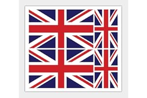 HANDMADE BY STUKK 4 pegatinas de vinilo de la bandera británica de Union Jack para el parachoques del coche, iPad Van Laptop