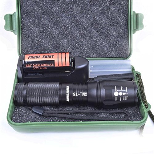 Holeider Taschenlampe XML T6 LED X800 Zoomable Lampe +26650 Batterie + Ladegerät + Fall - 2