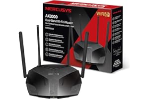 Mercusys MR3000X Routeur WiFi 6 AX3000 Bi-Bande, débit jusqu'à 3Gb/s, 4 Ports RJ45 Gigabit, 4 antennes, sécurité WPA3, Contrôle Parental, Idéal pour Le télétravail et la Maison connectée