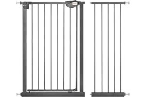 UBRAVOO Barrière pour Chiens,Hauteur 100CM Barrière de Sécurité de Porte pour Enfant 105-114 cm de Large Fermeture Automatique Triple Serrure Ouverte Garder la Barrière d'Escalier