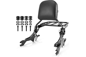 Eumti HoldFast Sissy Bar Upright for FXFB FXFBS Detachable Passenger Backrest w/Sport Luggage Rack w/Docking Hardware Quick Release Fit Harley Softail Fat Bob 114 2018-Up
