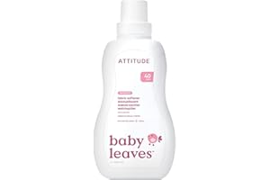 ATTITUDE Baby Fabric Softener Liquid, EWG Verified, Safe for Baby Clothes, Infant and Newborn, Vegan and Naturally Derived Washing Soap, HE Compatible, Unscented, 40 Loads, 1.04 Liter