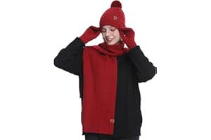 MAZELIKEHOOD Set Sciarpa Cappello Guanti Donna Inverno Caldo Cappello di Bobble con Sciarpa a Maglia e Guanti Tessuto Morbido e Comodo Accessori Moda Invernale Ideale per Regalo di Natale