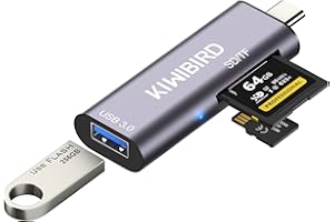 KiwiBird USB C Lettore di Schede SD Micro SD SDHC SDXC, Adattatore Tipo C a USB 3.0 Compatibile con MacBook, iPad PRO 2020, dell XPS, Galaxy S20/Note 20/Tab S7, Surface Go 2, Huawei, Telefoni Android