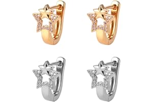 GTYHH 2 pary kolczyków w kształcie gwiazdy, modne proste kolczyki, kolczyki z kryształu górskiego, kolczyki damskie, akcesoria królewskie