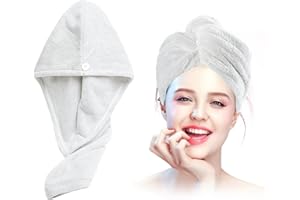 Xkzhrr Mikrofaser Handtuch Haare Turban, 2 Stück Microfiber Towel Hair, Turban Handtuch mit Knopf, Kopftuch Handtuch für Lange Haar, Super saugfähig,Schnell trocknendes Mikrofaser-Handtuch(Weiß)