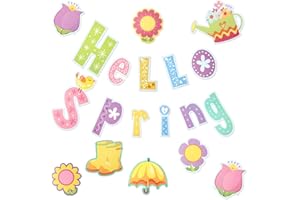 KINBOM 45-Teilige Frühlingsdekorationen, Dekoration für Klassenzimme Frühlings-Bulletin Board Hallo Frühlingsdekorationen für Klassenzimmer Schule Frühlingsparty Spielparty-Dekorationen