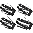TEMPERIA (4pcs) Dupatta Clips for Brides - Bridal Saree Pallu Chunni Setting Holding Safety Pin for Head - Hair Patch Wig Clips for Women - Black