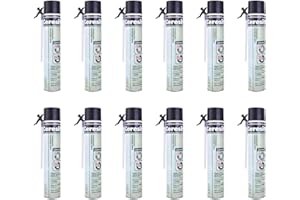 TMPpro Espuma de poliuretano GreenQ PU-STD Makroflex de Henkel, para relleno, impermeabilización y aislamiento, espuma de montaje gris, incluye adaptador, 12 x 750 ml, color blanco