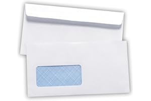 NOA HOME DECO 100 Briefumschläge mit Fenster, DIN Lang 225 x 116 mm, Laserbedruckbar, Hitzebeständiges Folienfenster, Geschäftsumschläge, Fensterumschläge mit Abziehstreifen (Weiß)