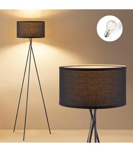 EGLO Bidford Floor Lamp, Vintage Floor Lamp Made Of Wood, Steel And Textile, Living Room Lamp In Dark Brown, Brown And Gold, Lamp With Step Switch, FSC Certified, E27 Socket - View #11