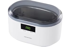 Grundig UC 6620 Ultraljudsrengöring med timerfunktion, högeffektiv rengöring med ultraljud, dubbelvågsprincip, 500 ml vattentank, 50 W effekt, integrerad klockhållare