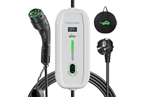 YIGOWYIGO Chargeur Voiture Electrique programmable 6A/8A/10A/13A/16A 3.6KW, Chargeur Type 2 avec écran Charge retarté 0-12Heures Courant Commutable, Cable Recharge avec Sac (6M)