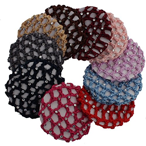 JUSTFOX – Dutt Netz Haarnetz Bun Frisurenhilfe Stoff Knotennetz mit Strass gold - 2