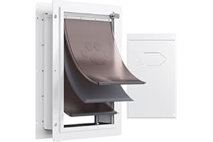 VEVOR Pet Door, 12.28" x 17.13" Metal Frame with Lock and 3-Flap System Weatherproof Doggy Door, Easy to Install in Interior or Exterior Walls, Pet Door Suitable for Cat Doggie Kitties (White-Medium)