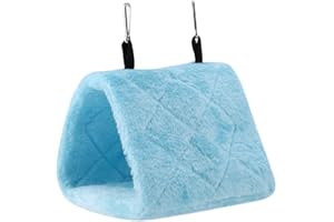 PSSOPP Hffheer Peluche Oiseau Hamac Chaud Nid D'oiseau Suspendu Animal Cage À Oiseaux Cave Swing Perroquet Tentes Lit pour Perruche Cockatiel Inséparable Budgie Canary Cockatoo(S-Bleu)