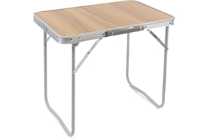 THE SECRET HOME Mesa de Camping Plegable Multifuncional - Mesa Plegable en Madera MDF y Acero - Largo 60 x Ancho 40 centimetros - Imitación Madera - Mesa Auxiliar para Jardín, Terraza, Balcón o Picnic