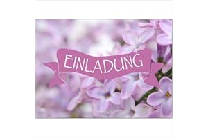 ‎EINLADUNGSKARTEN MANUFAKTUR HAMBURG 12 x Einladungskarten und 12 Umschläge im Set für jeden Anlass/Neutral Rosa Blumen/Einladung Geburtstag/Party/Einweihung/Feier/Geburtstagseinladungen Din A6