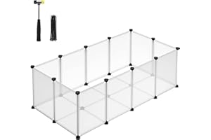 SONGMICS Pet Playpen with Floor, Small Animal Enclosure, DIY Plastic Cage, Indoor Run for Hamsters, Rabbits, Hedgehogs, Guinea Pigs, 125 x 63 x 42 cm, White LPC001W01