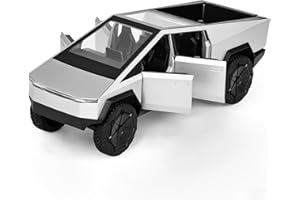 MODVKVK Tesla Cybertruck Modellino di Auto 1:32, Macchinine Giocattolo con Luce e Musica, Funzione Pull Back, Lega Pressofusa, Giocattolo per Bambini dai 3 Anni in su e Collezionisti di Auto (Argento)