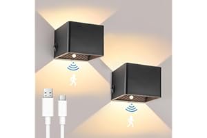 ‎GEYOULUX GeyouLux 2 Stück 3000mAh Akku Wandleuchte mit Bewegungsmelder Innen 5W Aufladbare Wandleuchte Innen Ohne Stromanschluss mit 3 Modi 3000K Wandlampe Innen Akku für Treppe Flur Wohnzimmer Schlafzimmer