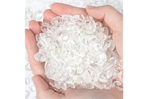 Sahoottie 250g Bergkristall Trommelsteine Klein 7-9 mm Kleine Bergkristall Kristall Chips Weiße Natursteine Deko Edelsteine Kleine Edelsteine für Heilung Reiki Dekosteine für Vasen